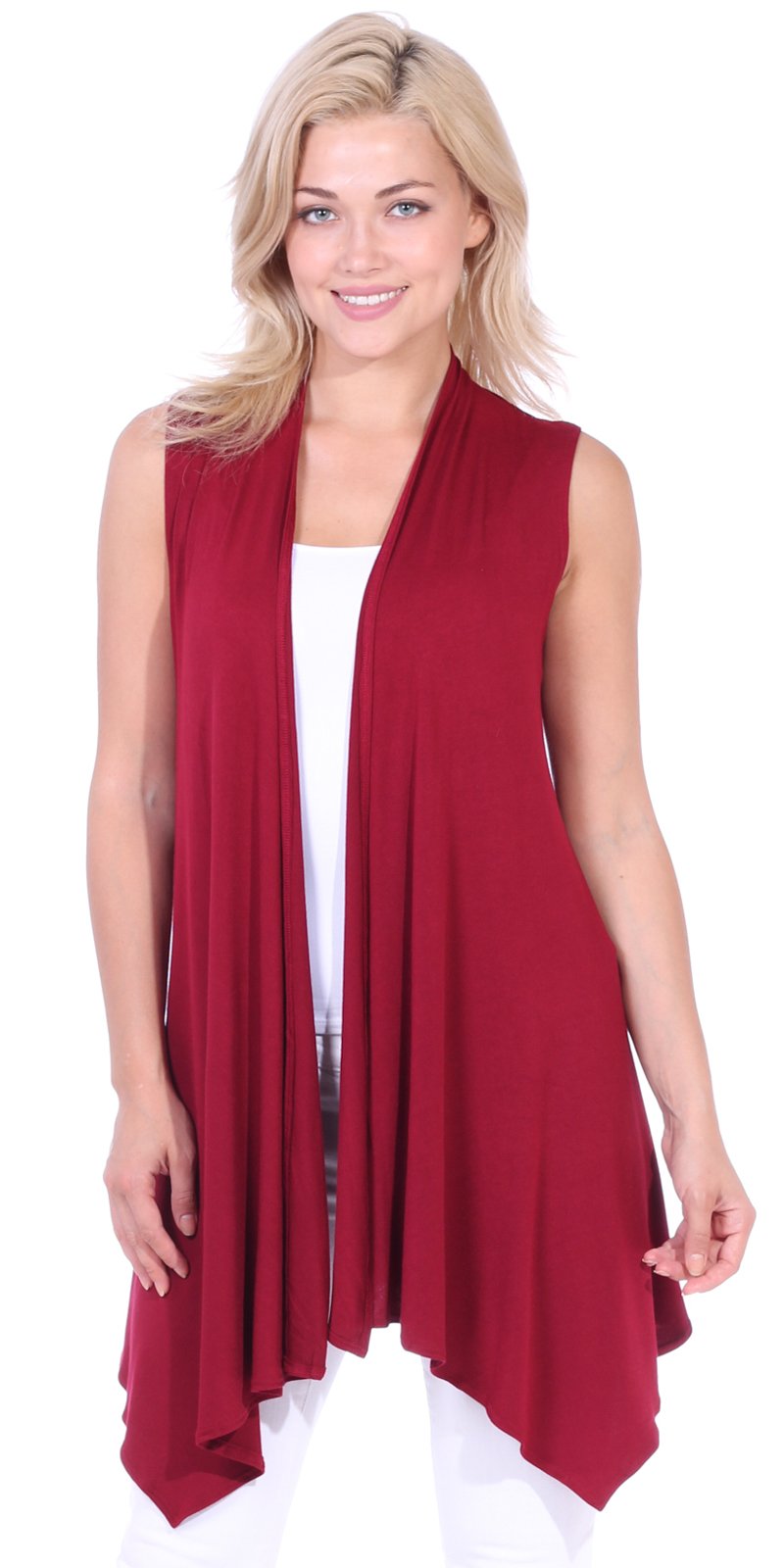 Popana Women’s Casual Sleeveless Long Duster Cardigan Vest Plus Size Made in USA