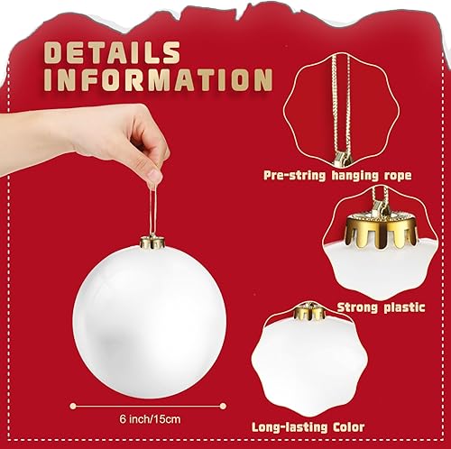 Miniatura 2 de Zubebe 12 adornos de bola de Navidad grandes de 6 pulgadas, bolas de Navidad gigantes de plástico para exteriores, decoraciones colgantes para