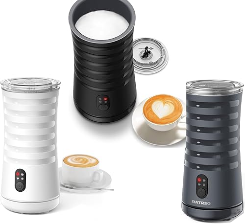 RATRSO - Espumador de leche, vaporizador de leche eléctrico, máquina de espuma suave con dos batidores para espumar y calentar leche, multifunción 4