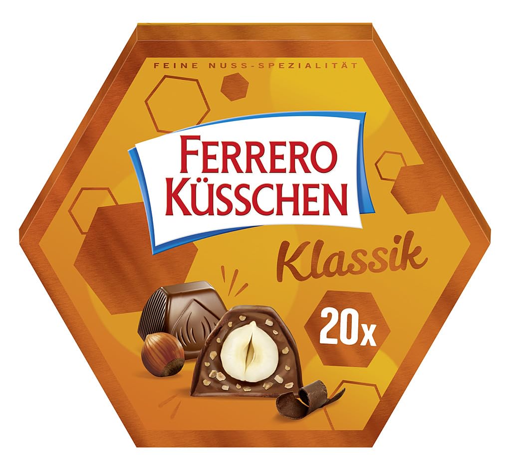 Ferrero Küsschen Klassik – Knackig geröstete Haselnuss umhüllt von feiner Schokolade – Pralinen zu Ostern – Ostergeschenk – 1 Packung à 20 Einzelpralinen