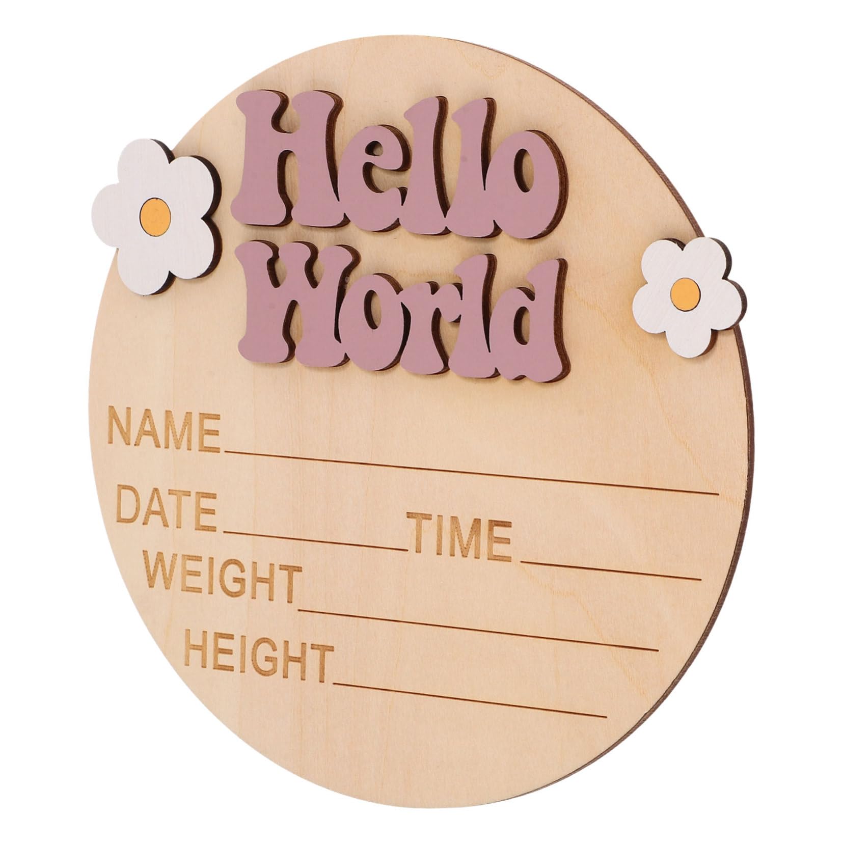 Abaodam Baby Name Sign for Nursery Birth Milestone Card Handmade Wood Plaque Newborn Welcome Dec