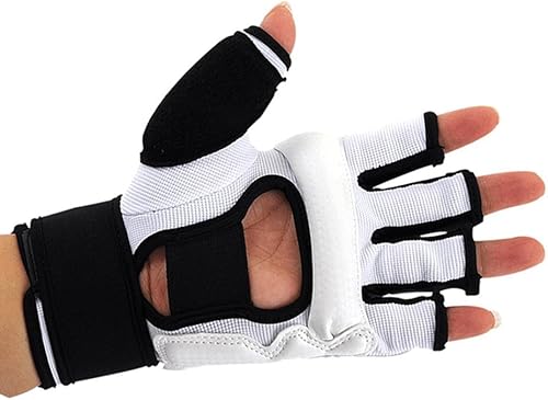 Miniatura 10 de Wonzone Guantes de boxeo de medio dedo TaekwondoMuay Thai saco de boxeo guantes de entrenamiento para gimnasio y medio guante Negro, Azul /