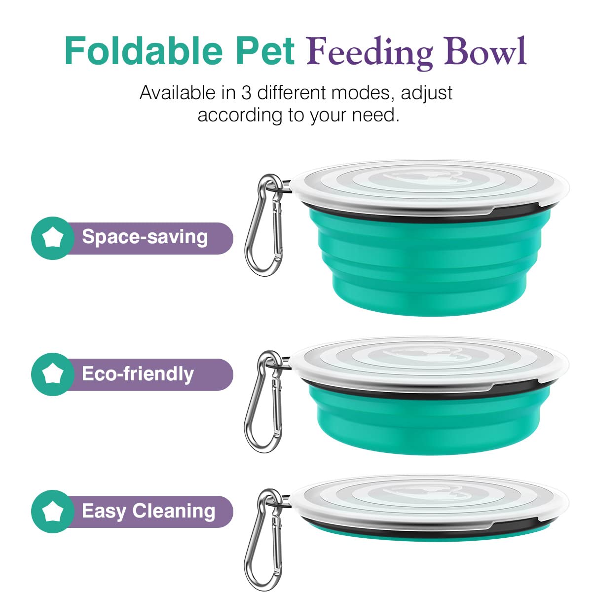 Ciotole Pieghevoli Per Cani LUTER | 2 Pezzi 350 Ml Con Coperchio | In Silicone Per Viaggio E Campeggio - Foto 7