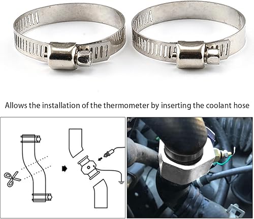 Miniatura 4 de AICEL Adaptador de manguera de temperatura del agua, medidor de temperatura de aluminio, sensor de radiador de tubería conjunta, manguera emisora de