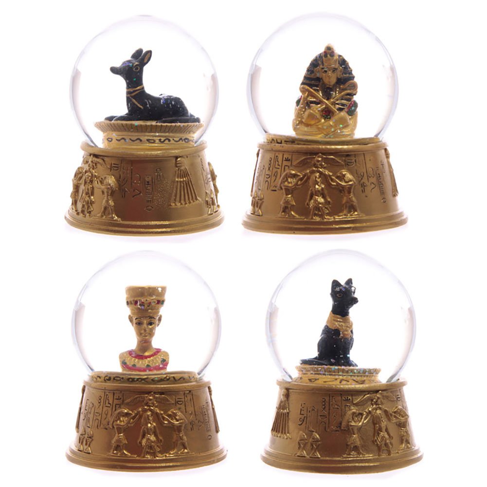 Puckator Egyptian with Hieroglyphics Snow Globe - Home Decoration - Plastic Snow Globes For Adults - With Real Glass - Snow Dome - Resin - Beautiful Snow Globes Uk
