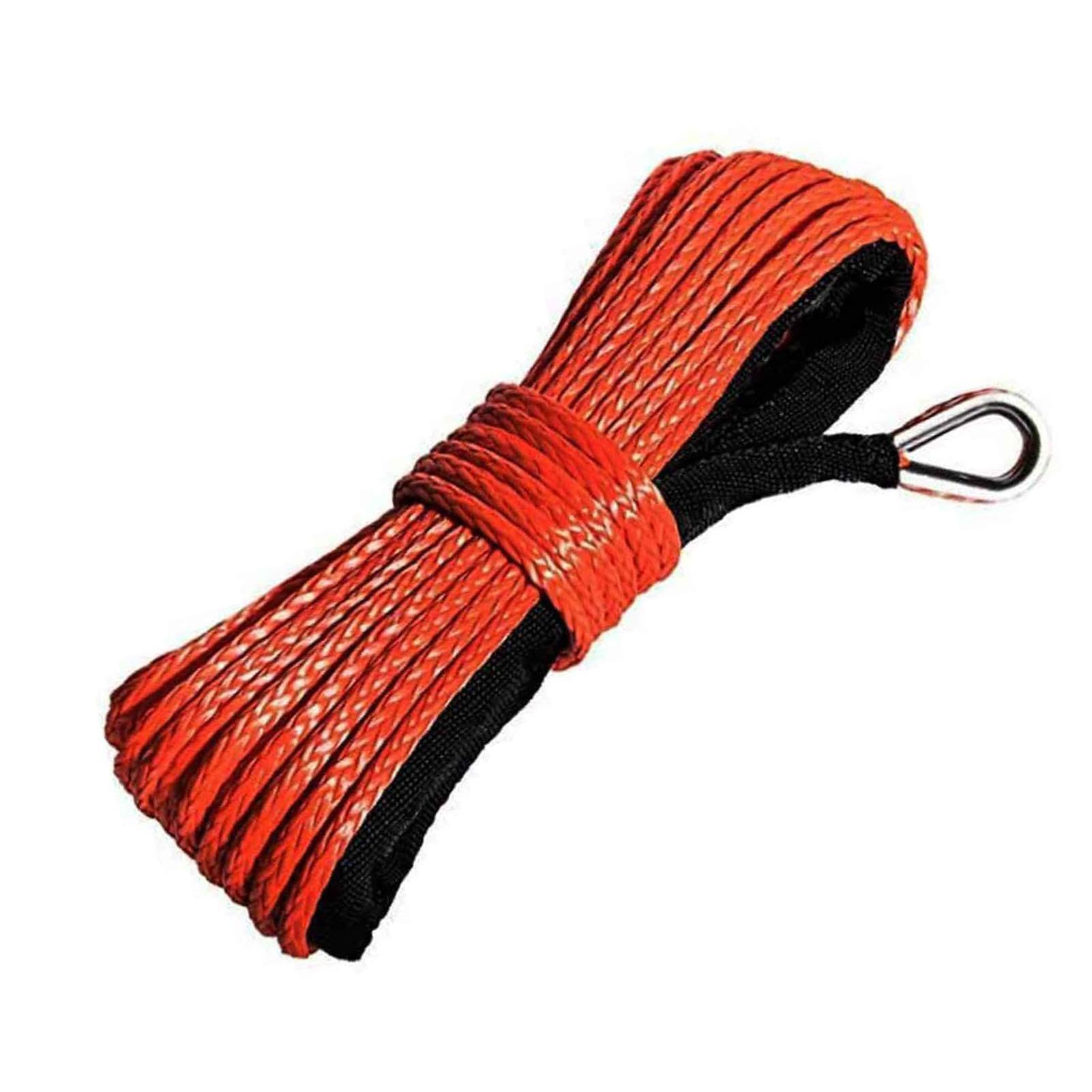 Câble de Treuil Synthétique avec Gaine, 6 mm x 15 m Cordes Remorquage Synthétique à 12 Brins 7700lbs pour Voiture Camion ATV UTV