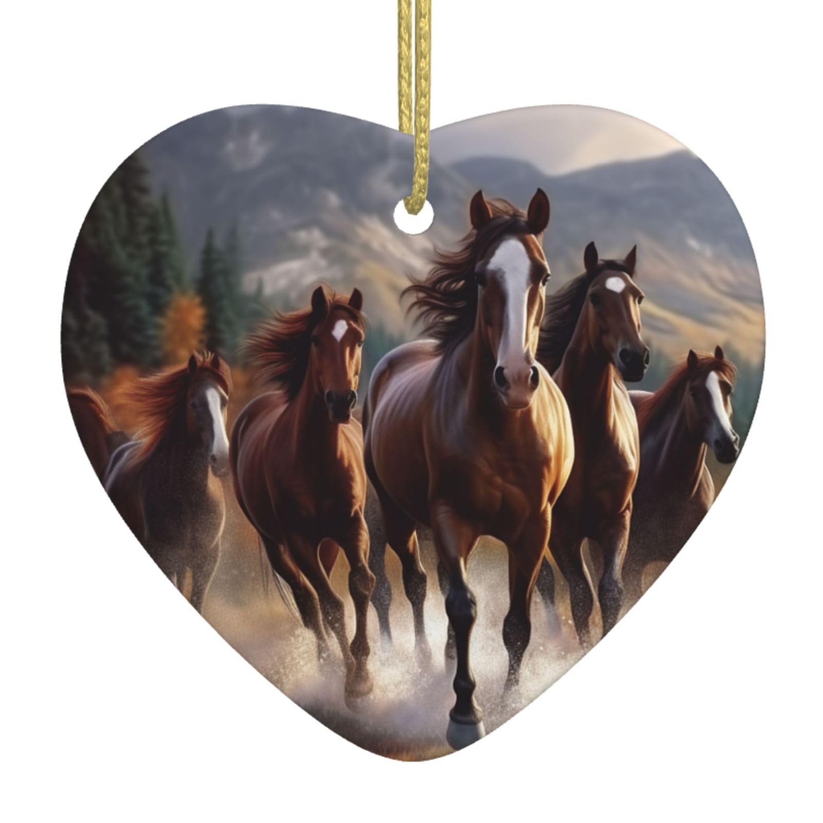 Fodpand Women's White Horses Christmas Ornaments 2025, Gift Exchange For Men, Collectible Ceramic Ornament Heart Hanging Ornaments For Christmas Tree Decoration