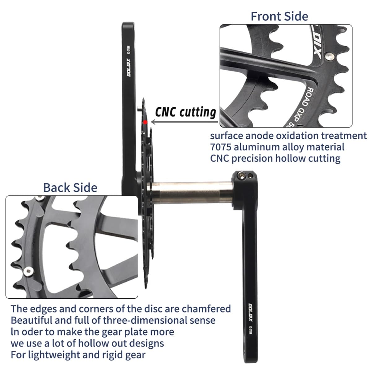 165/170/172,5/175 Mm Set di Pedivelle per Bici da Strada Lega di Alluminio Guarnitura GXP con BB 50-34T/ 52-36T /53-39T Doppio Ingranaggio per 9-12 velocità(53-39T,175mm)