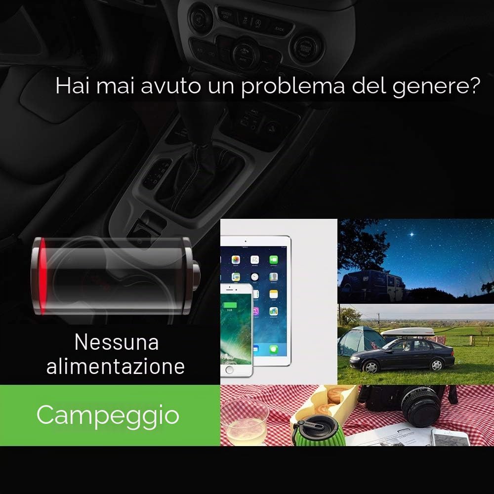 Inverter Auto Onda Pura 2000W 12V 220V Convertitore DC 12 V a 220V Porte USB 2.1A Caricatore da auto 1 pc Nero