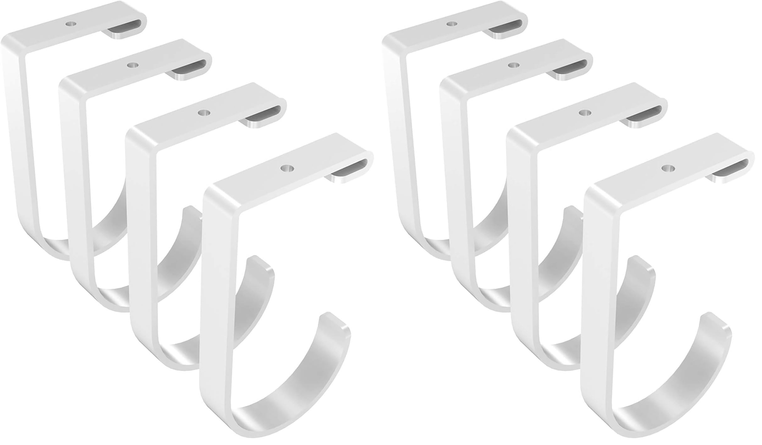 FLEXIMOUNTS 8 Pack Add On Storage Flat Hook Accessory for Garage Ceiling Rack and Wall Shelving, Max Weight Capacity up to 50lbs, White