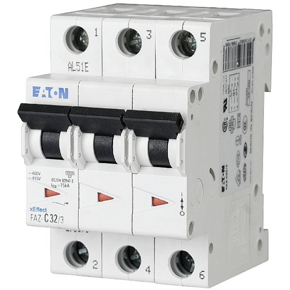 Eaton MCB Leitungsschutzschalter Typ C, 3-polig 16A 400V, Abschaltvermögen 10 kA xEffect DIN-Schienen-Montage