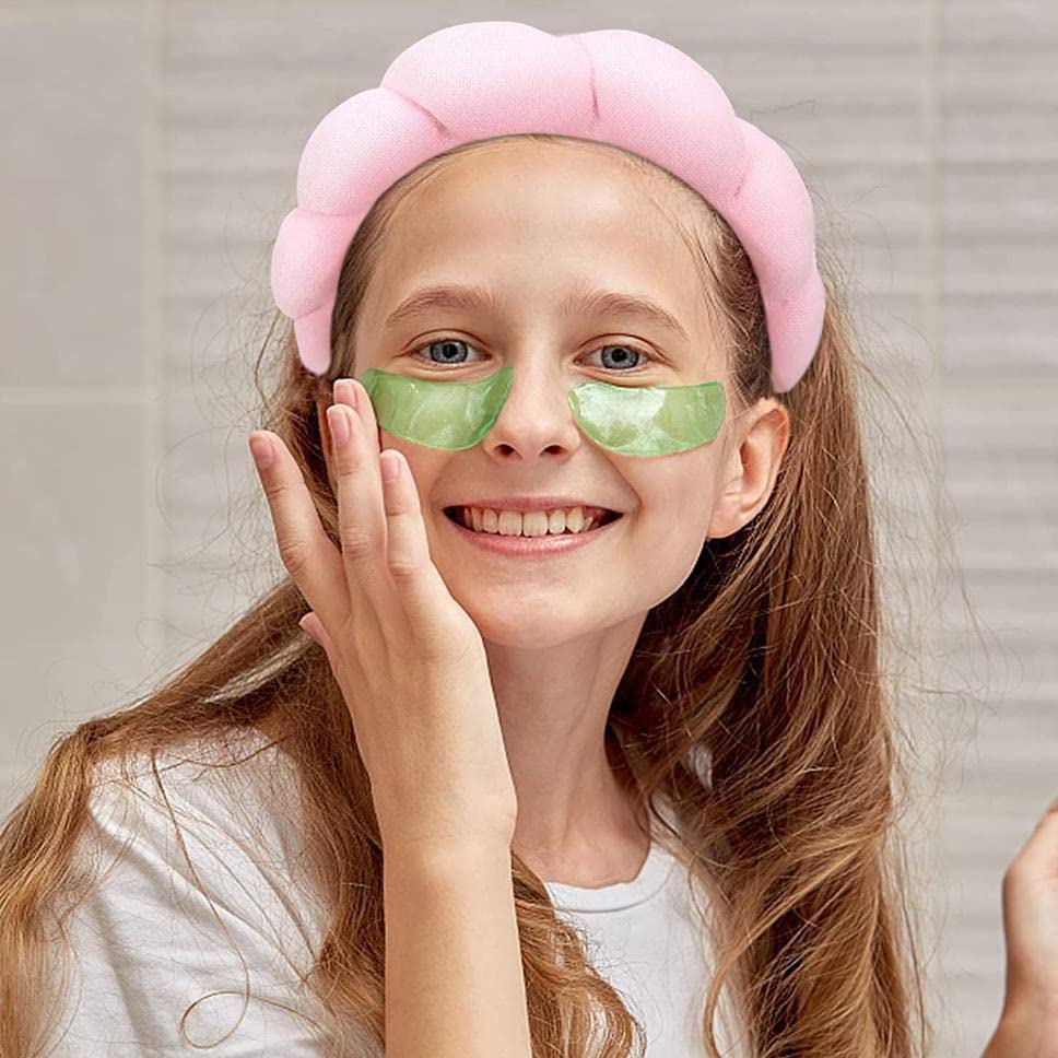 1pcs Spa Headband For Women Sponge,Terry Towel Cloth Fabric Head Band Puffy Makeup Headband