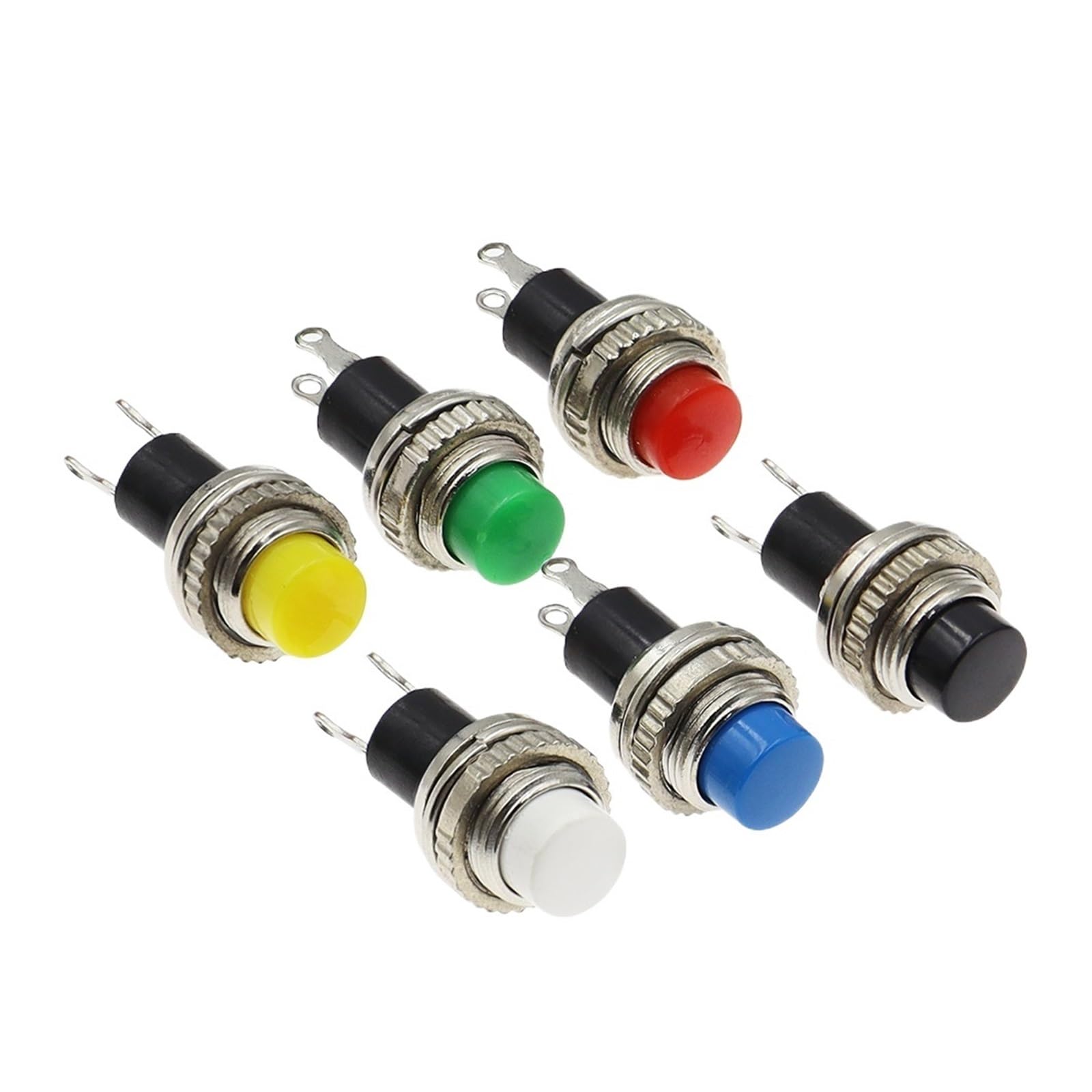 AARTERZZA 100pcs DS-316 10mm Top-Threaded Push Button Switch Red Panel Momentary Off On
