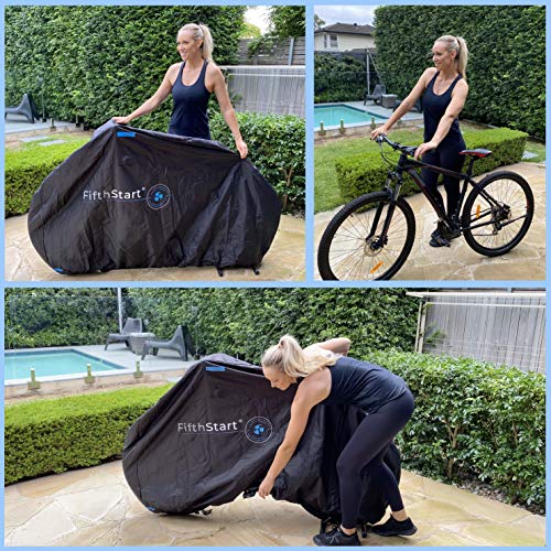 Fifthstart Waterproof Bike Cover. Ripstop Fabric & Uv Resistant. Double Stitched & Heat Sealed Bike Covers Outdoor Storage Waterproof With Unique Breathe Valves. Ideal Bicycle Cover (1,500Mm Black & Blue) #TOP5