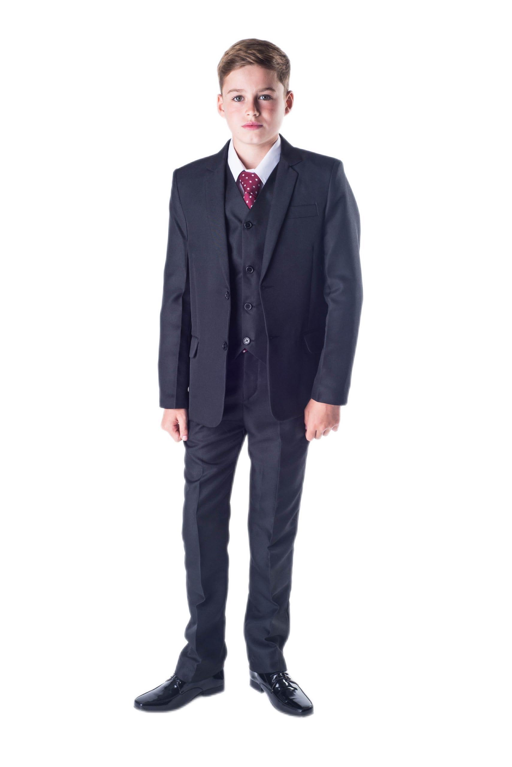Traje clásico de niño que lleva los anillos a los novios, de Romario, 5 piezas, color negro Negro negro