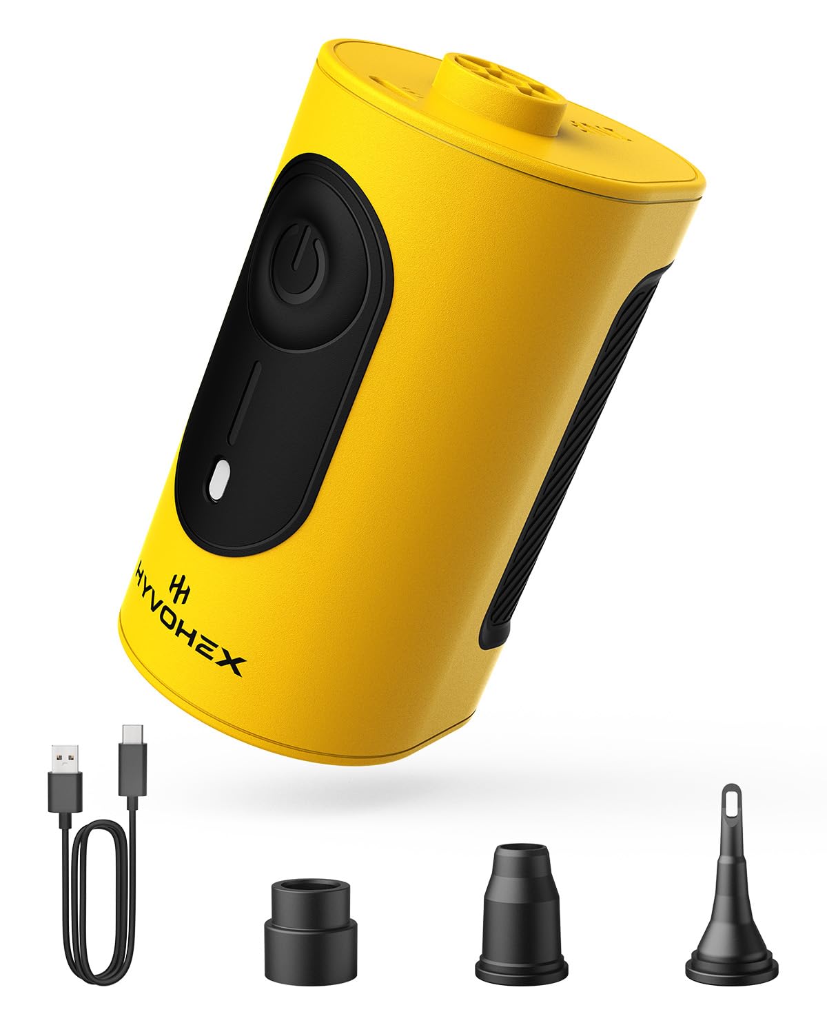 HYVOHEX HB2 携帯式エアーポンプ 電動空気入れ 4000mAh バッテリー付き (イエロー)