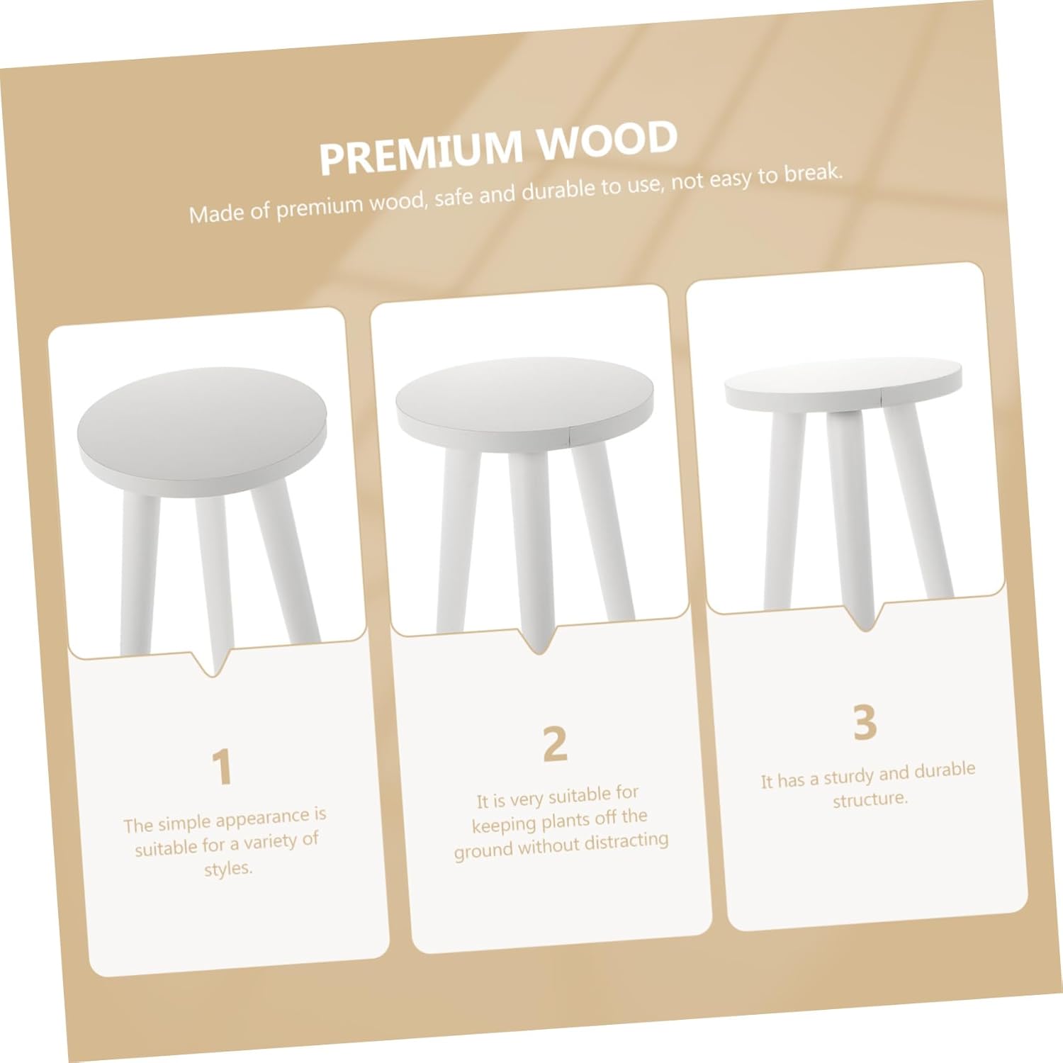 SUPVOX Wooden Plant Stand Indoor Succulent Holder with Smooth Edges Rustic Flower Display Base for Small Pots Living Balcony Height