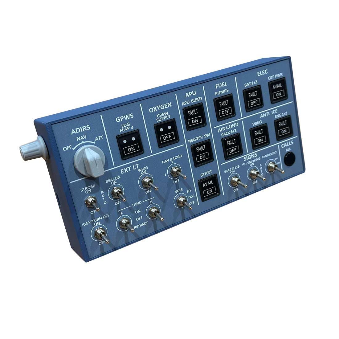 Rowsfire A106 Pro A32X Panneau supérieur (édition rétroéclairée) pour MSFS 2020/2024, compatible avec Windows Flight Sim Home Cockpit, alimenté par USB, compatible avec Mobiflight