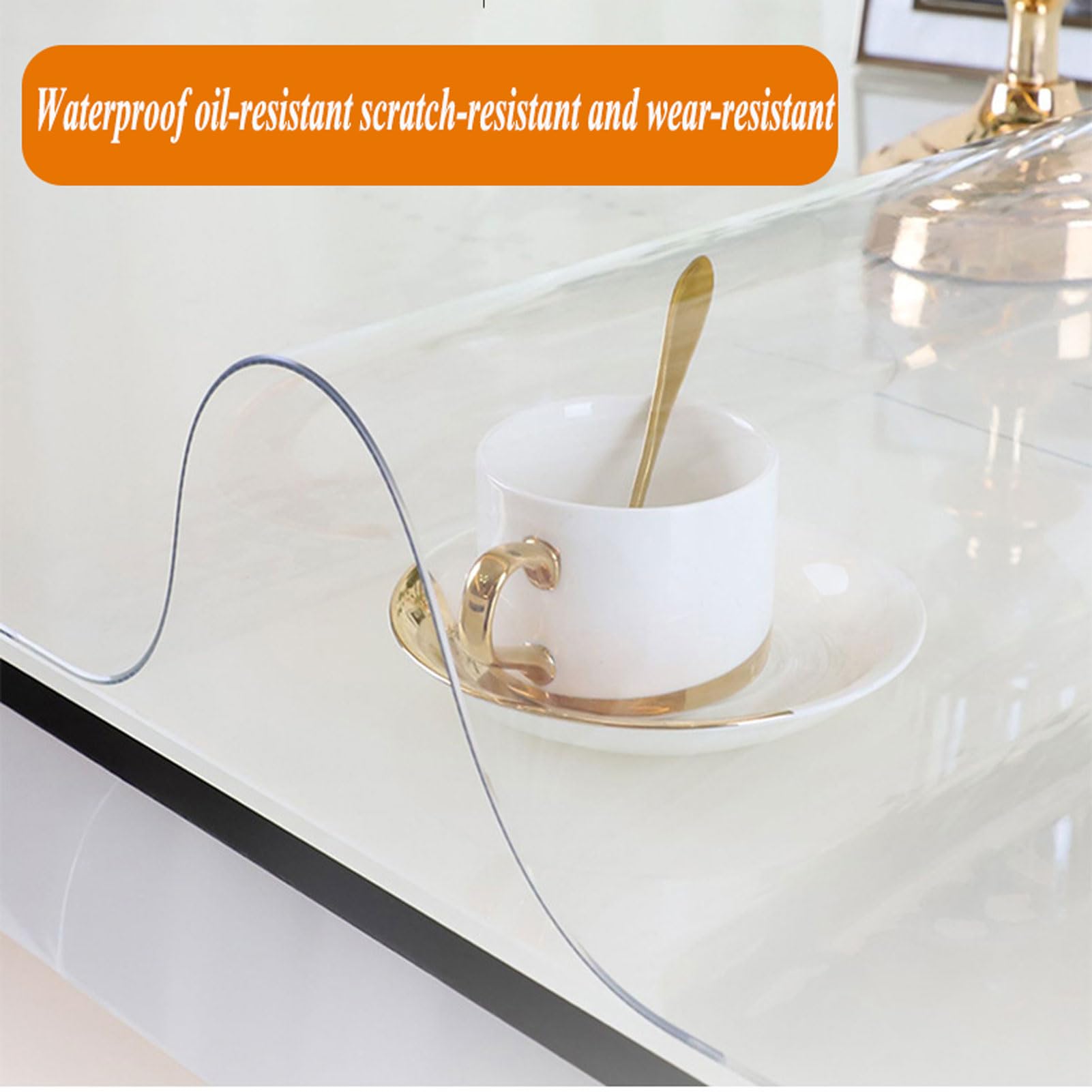 RUANLOV Nappe en PVC Transparent Film De Protection, 1.5mm Nappe AntidéRapante en Vinyle ImperméAble Et Souple, Tapis Anti-Chaud Nappes Transparentes, pour Le Jardin, La Salle à Manger (F 90x160cm)