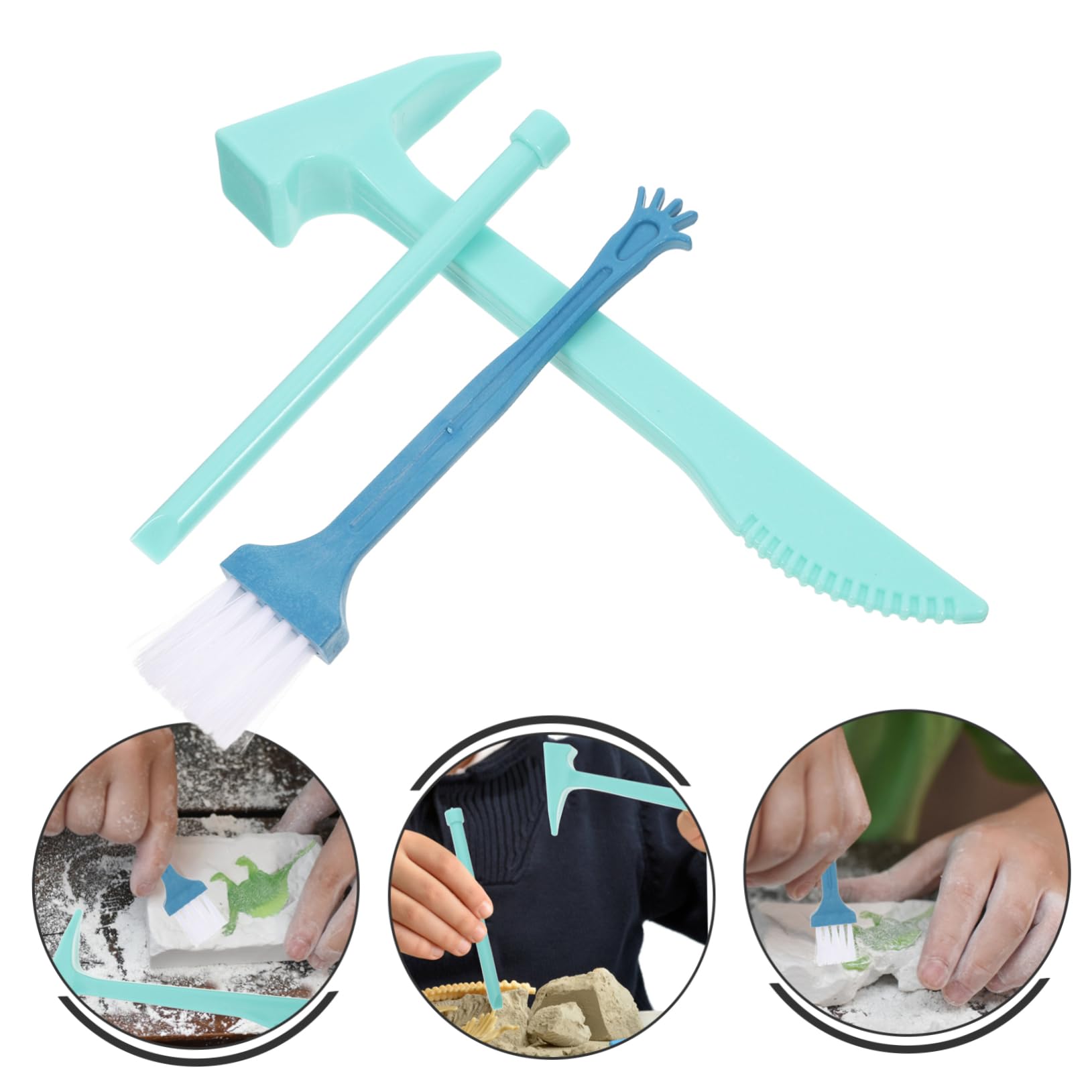 Hemobllo 6 Set Kit Archeologico per Strumenti Educativi Leggeri con Martello Scalpello e Pennello per Scoprire e Gemme Didattico Sicuro e Maneggevole per Ragazzi e Ragazze
