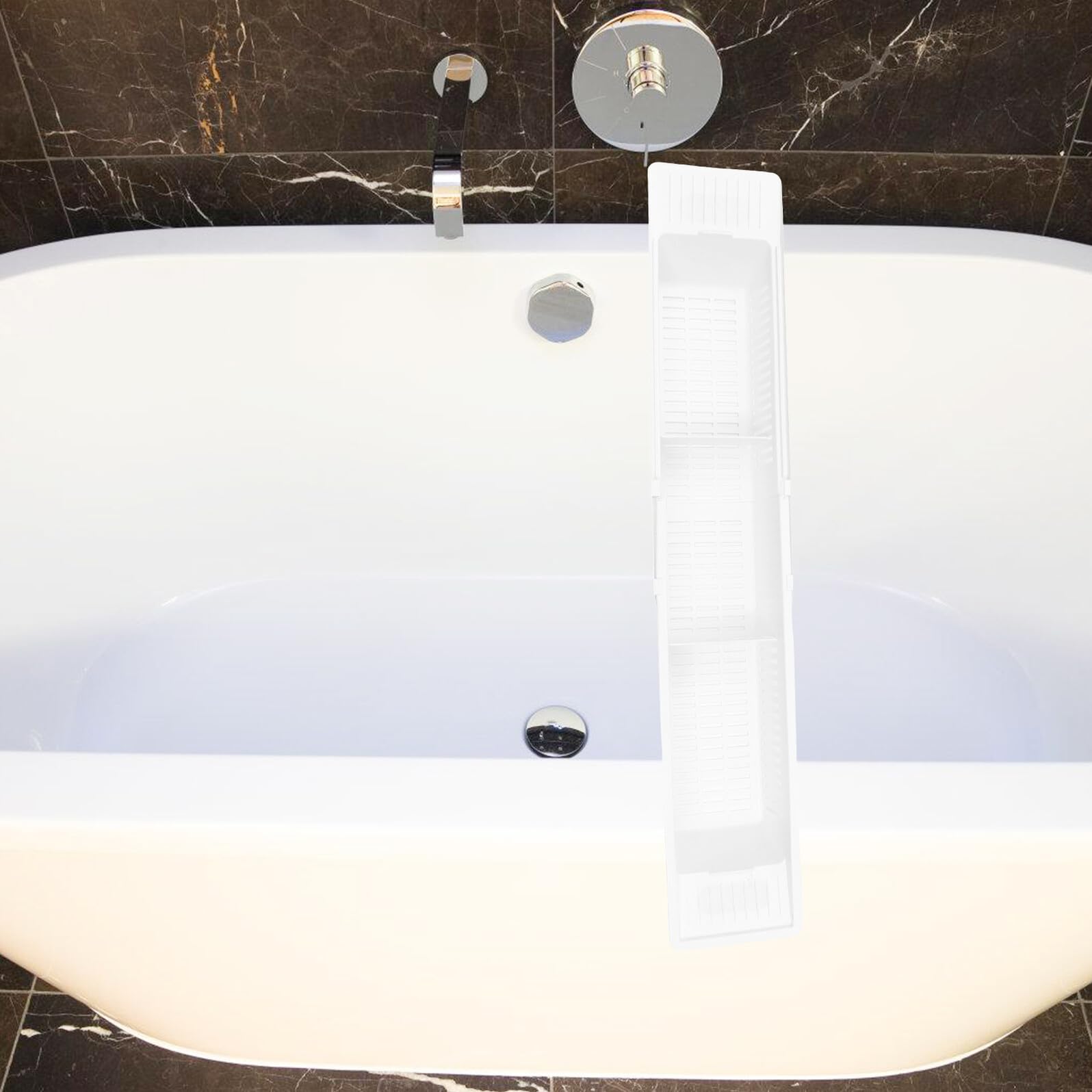 Scaffale espandibile per vasca da bagno per giocattoli e accessori da bagno, pratico contenitore retrattile per prodotti igienici nelle vasche da bagno
