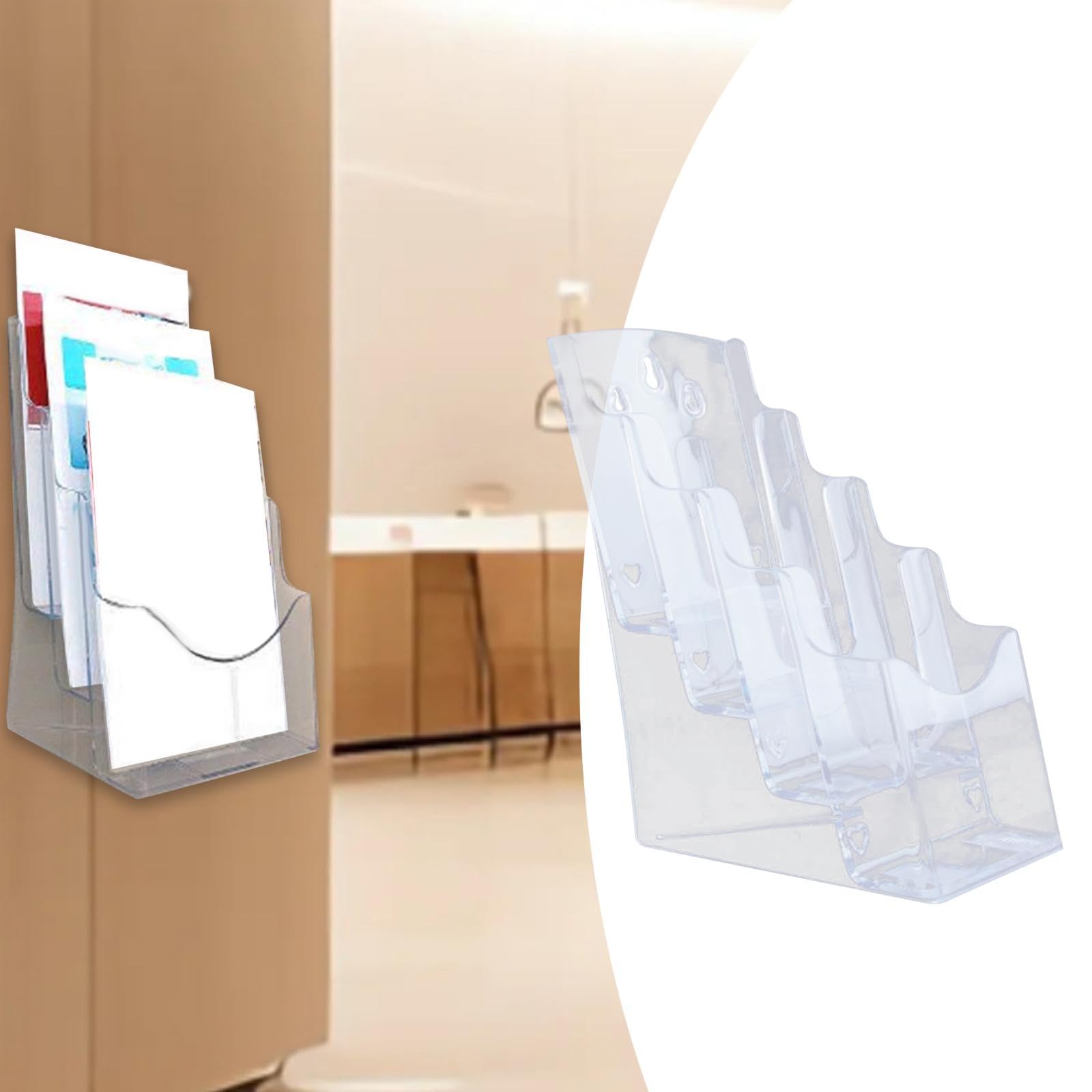 MagiDeal Présentoir de brochures en acrylique A6 4 niveaux porte-revues