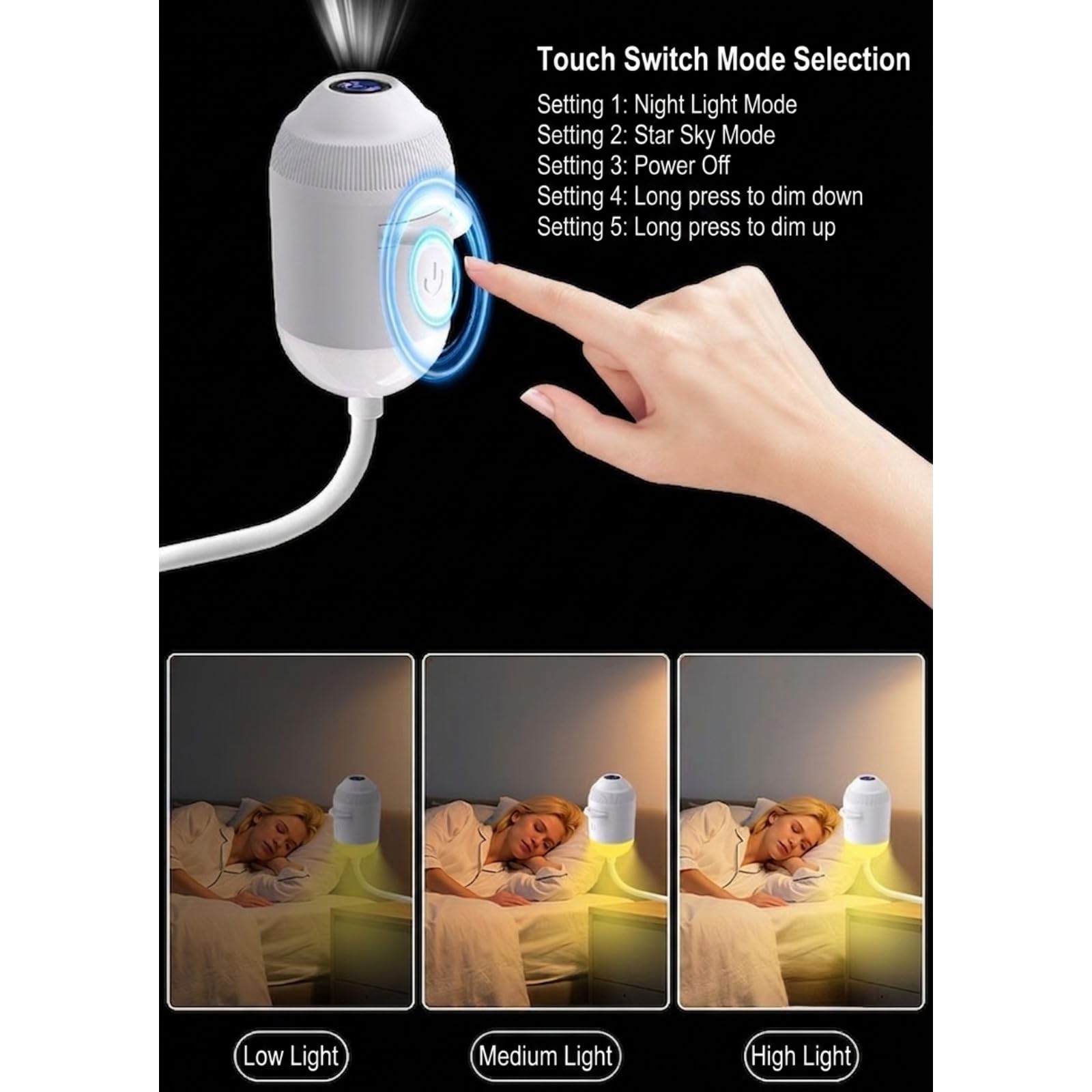 Comauo Nachtlicht Projektor 2-in-1 Sternenhimmel-Projektor, Sternenprojektor Auto & Schlafzimmer USB, 360° (12 Projection Films)