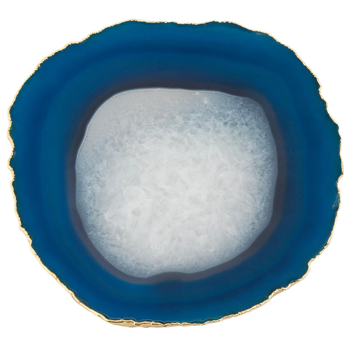 Nupuyai 2pcs Blue Agate Slices Cup Mats Coasters for Drink Irregular Crystal Stone Coaster Set Place Cards for Wedding Home Decor 3.1"-3.9"