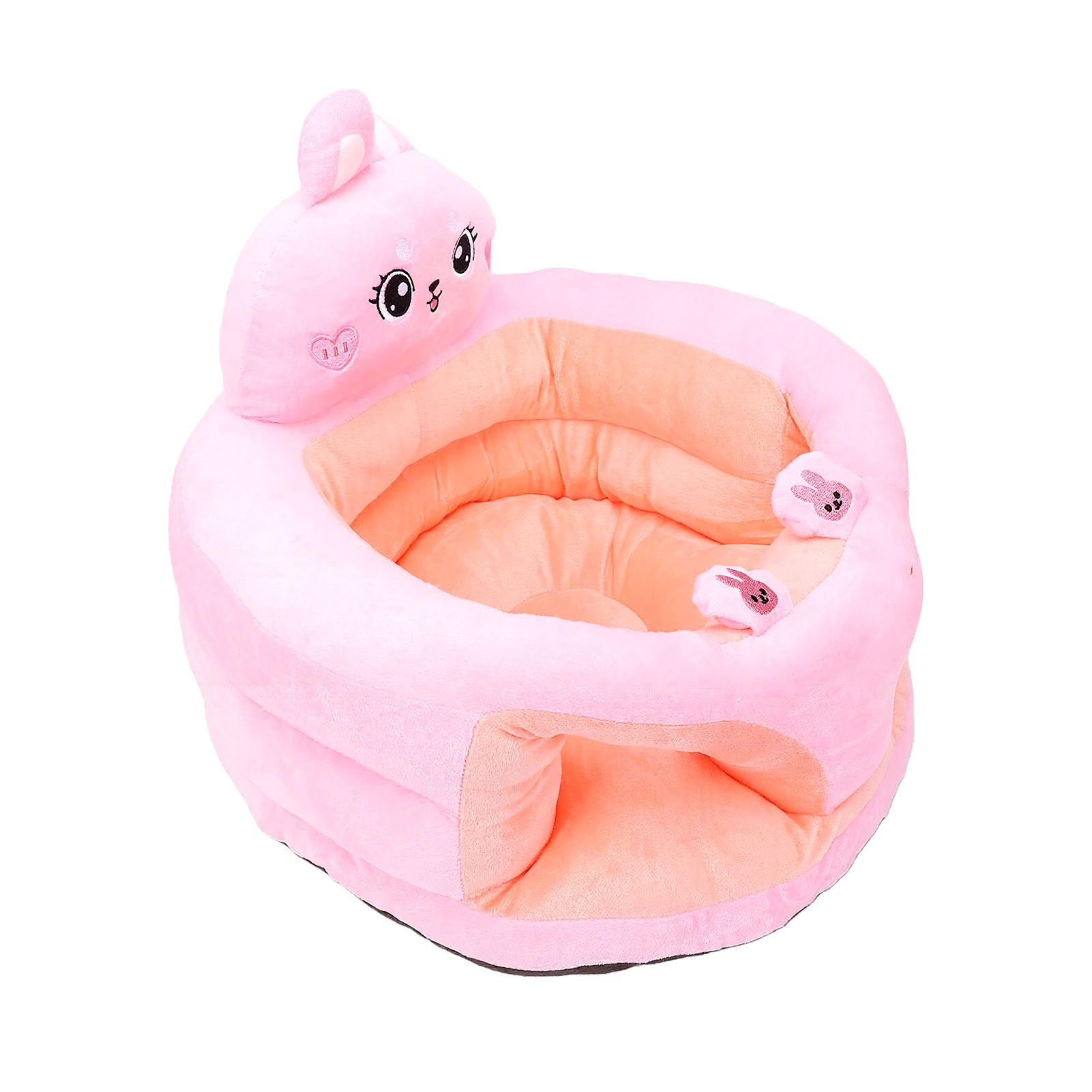 Annadue Sedia per Bambini Che Impara a sedersi. Seggiolino in Morbido Peluche per Bambini con Supporto per la Schiena per Coniglietto Rosato dell'asilo Nido (Coniglio rosato)