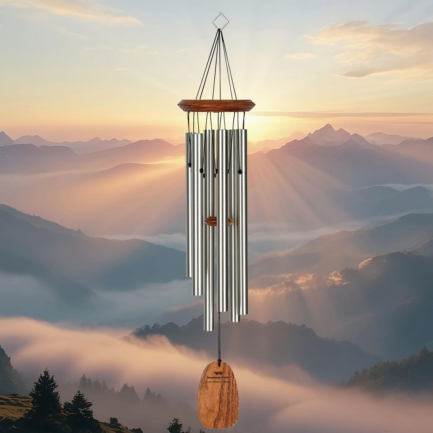 Woodstock Chimes Klangspiel, silber, 56x18x6.4 cm, BDAY
