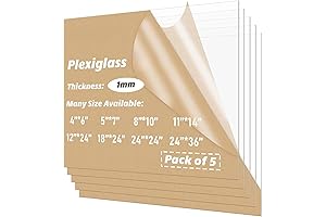 Acrylic Sheets 10x10, 0.04" Thick Clear Plastic Plexiglass Sheets for Picture Frames,...