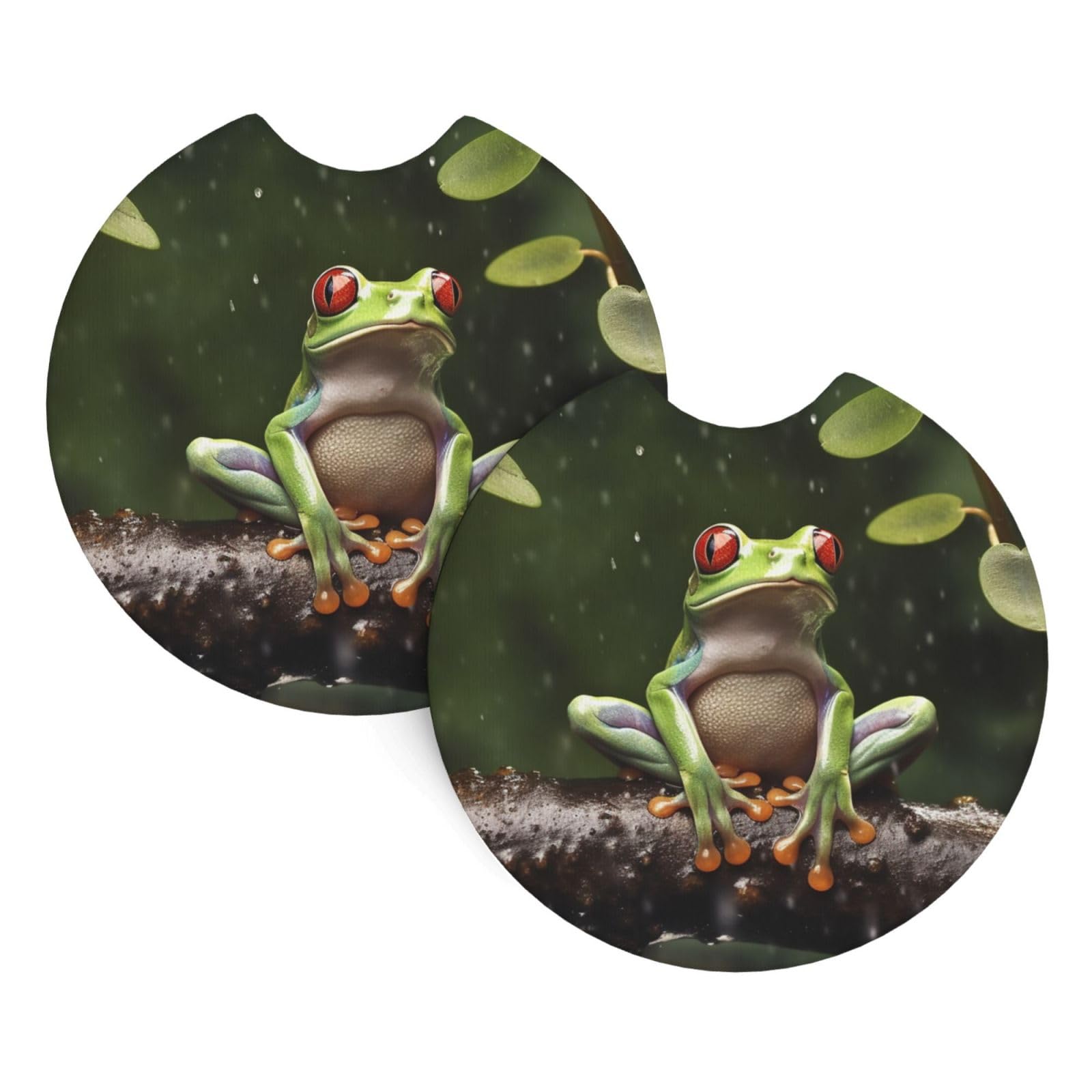 2 Pack Car Coaster for Cup Holders Peace Tree Frog Car Cup Coaster 2.7" Neoprene Non-Slip Automotive Cup Mat Universal Auto Car Interior Accessories for Women Men Cup Pad
