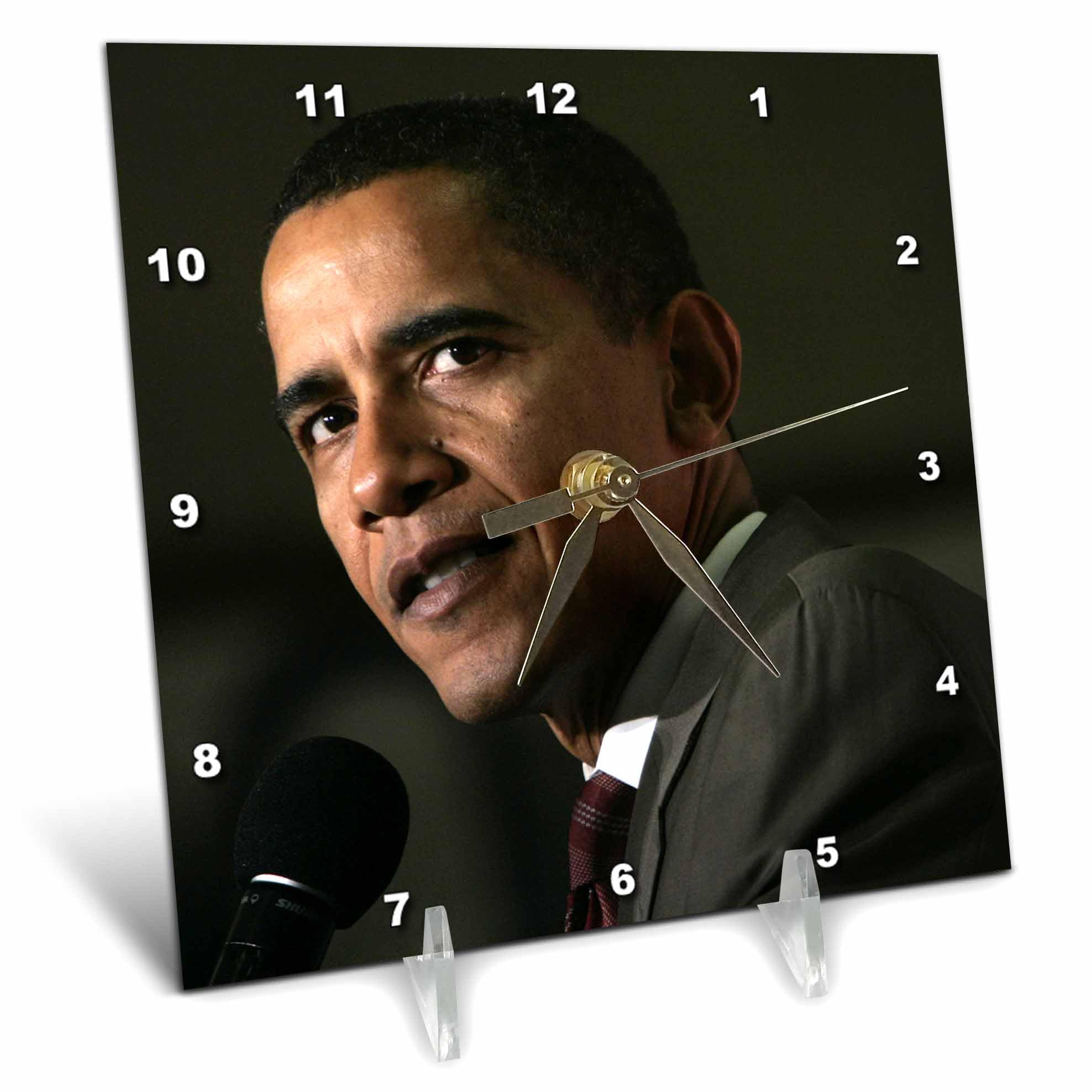 Reloj de escritorio Barack Obama 3dRose de 6x6 pulgadas para decoracion de mesas