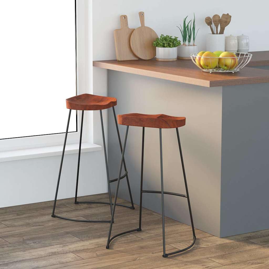 Taburetes de bar 2 piezas Gavin 50x40x78 cm Madera de mango macizo
