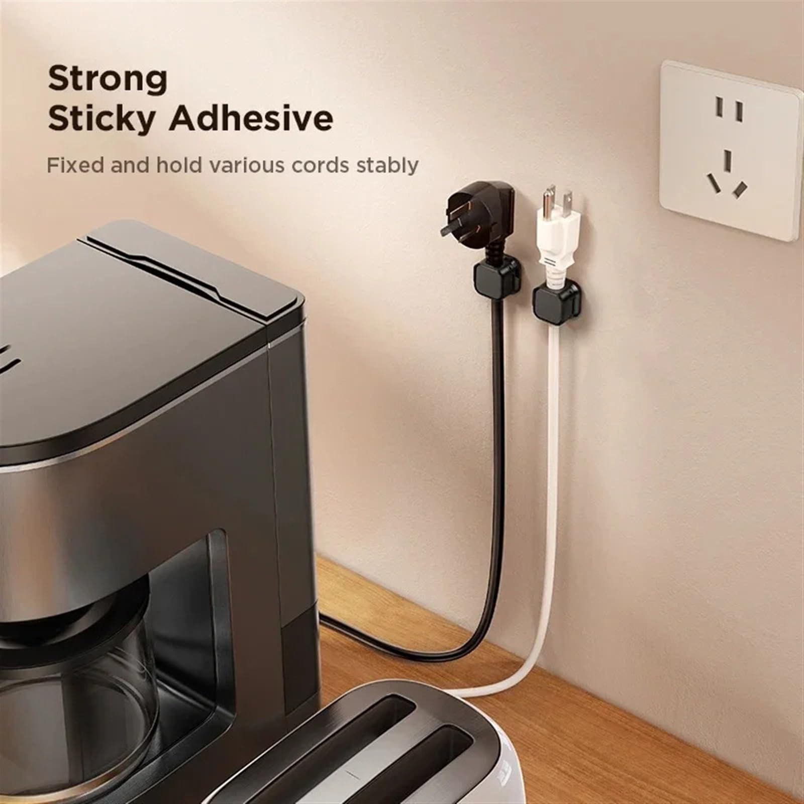 12 Stück/magnetische Kabelclips, glatter, Verstellbarer Kabelhalter unter dem Schreibtisch, Kabelmanagement, Drahthalter, Kabel-Organizer-Halter(Black)