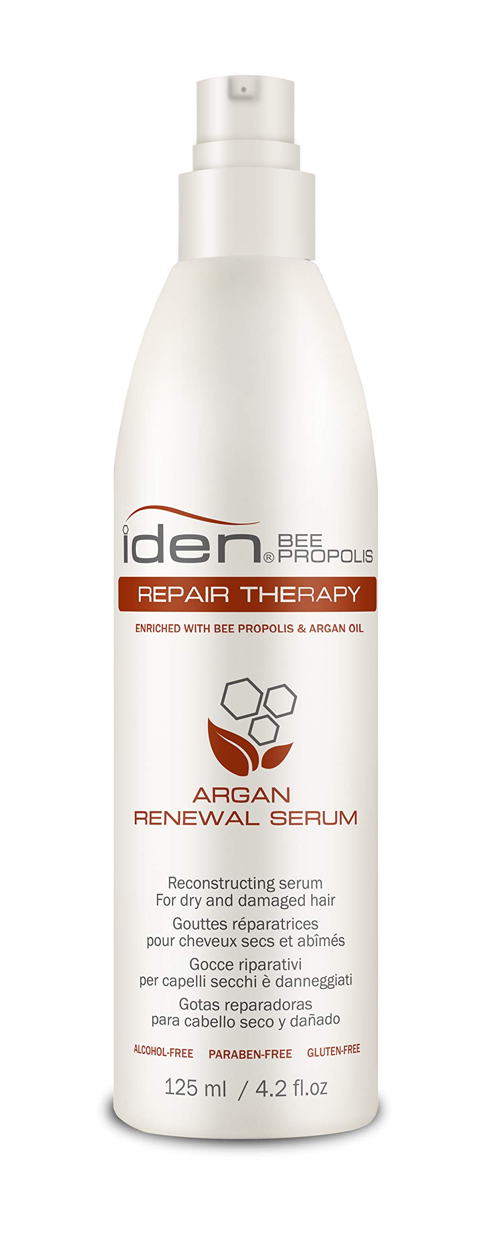 Iden Bee Propolis Repair Therapy Argan Renewal Serum for Frizz Free Shiny and Healthy Hair (125 ml / 4.2 fl.oz)