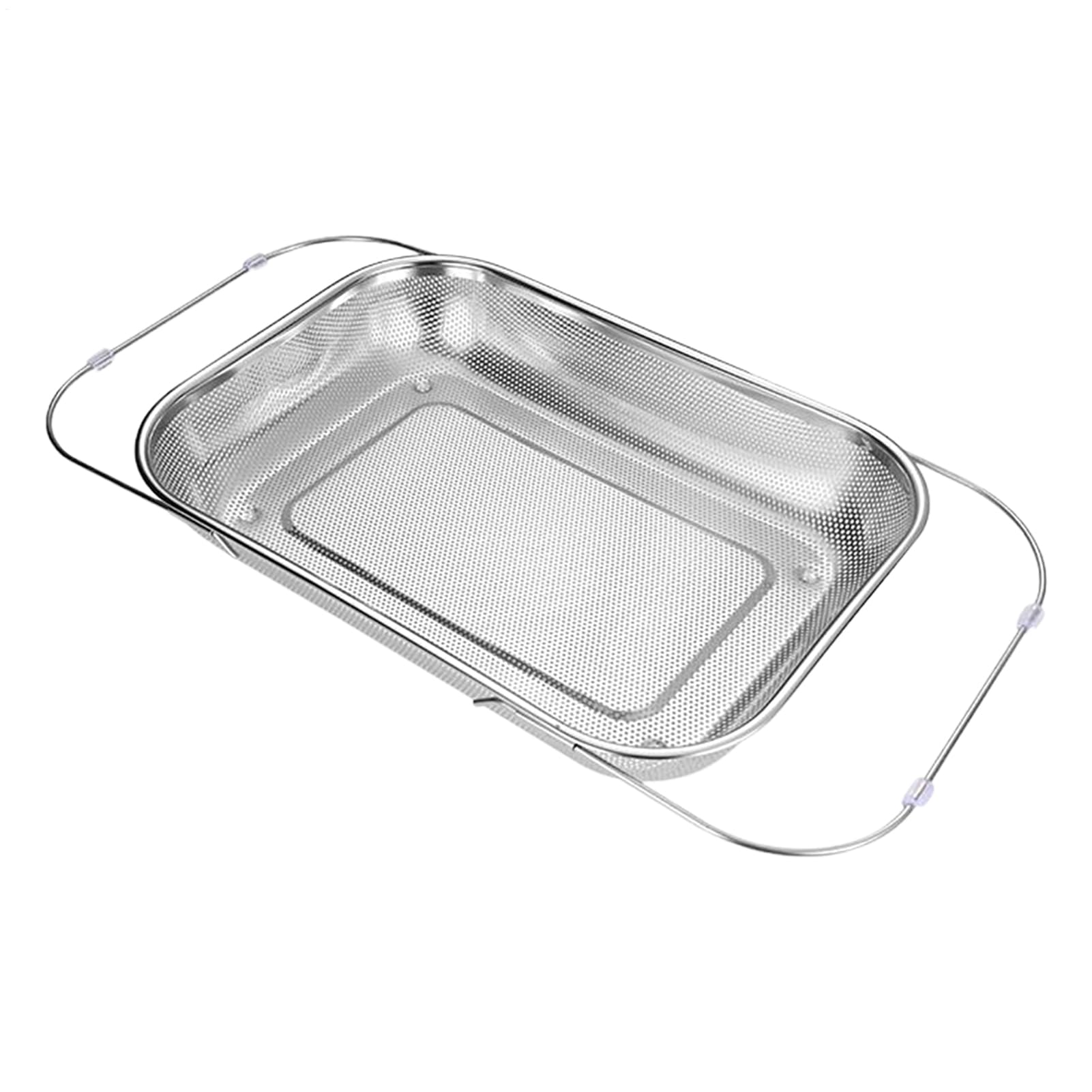 Over The Sink Colander, Stainless Steel Retractable Pasta Strainer, Fine Mesh Kitchen Draining Basket for Rice Grain Pasta Vegetable Fruit Berry Washing Cooking