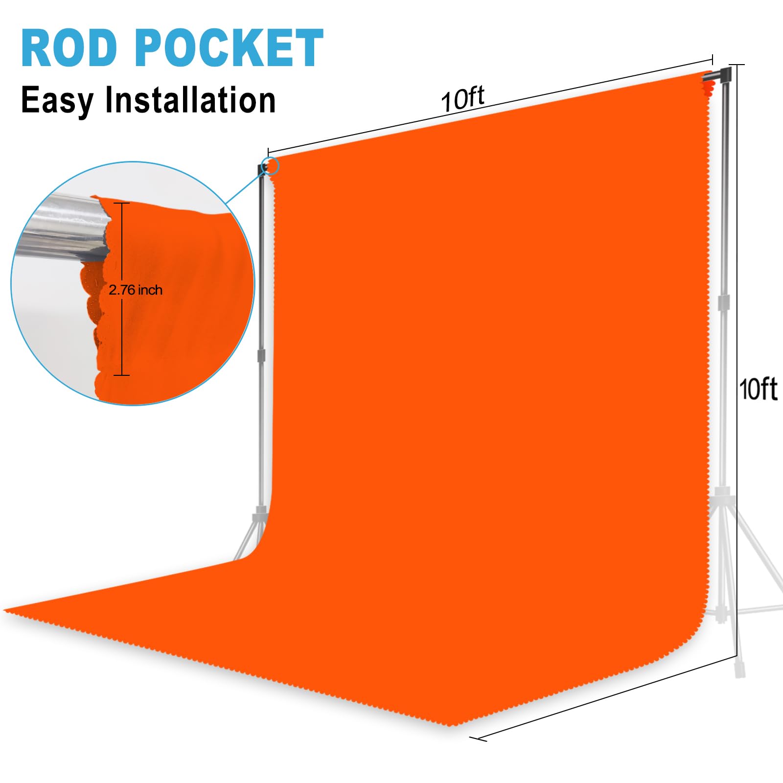 Orange Backdrop for Photoshoot, Professional Photo Backdrop Background Curtain for Product Photography, Portraits, Wedding, Party, Live Streaming Video Recording 10X10 FT (Background Only)