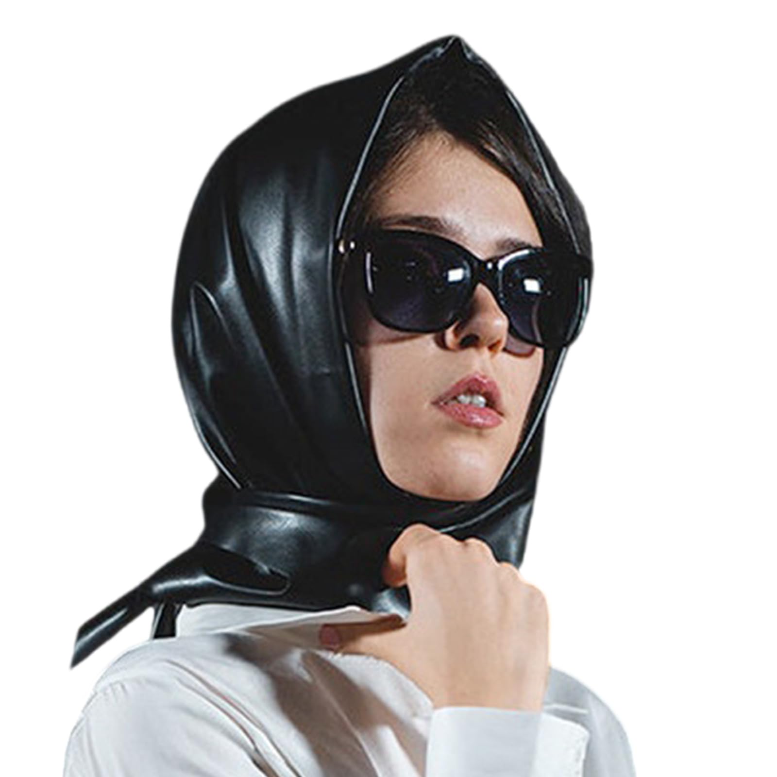 Womens Warm Scarf Triangle Shawls Winter Scarves Faux Leather Triangle Scarf Headscarf Hijab Windproof Head Wrap