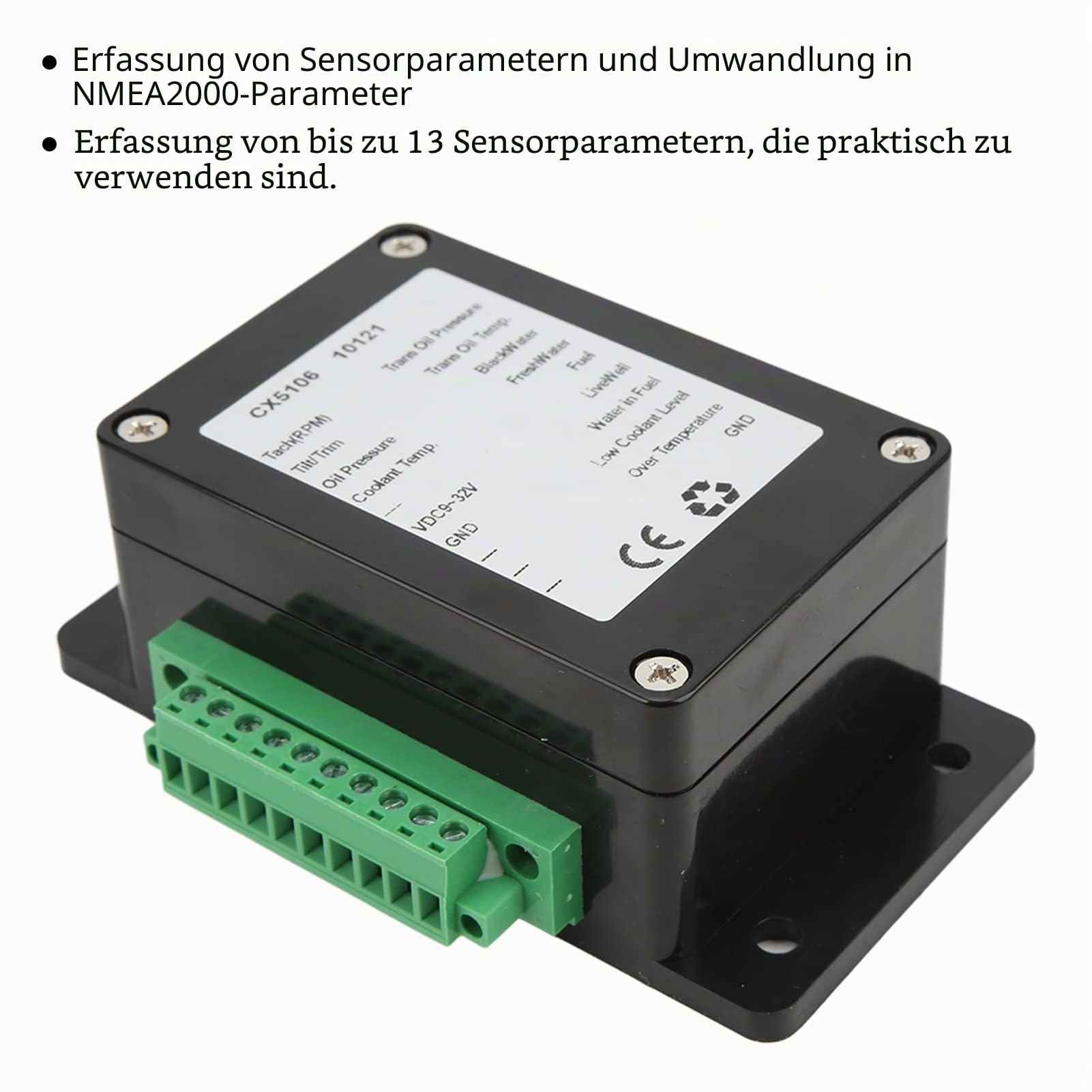 für NMEA 2000 Konverter, 13 Sensoren Sensor Singal Konverter 9‑32V DC ABS für Marineboot Yacht