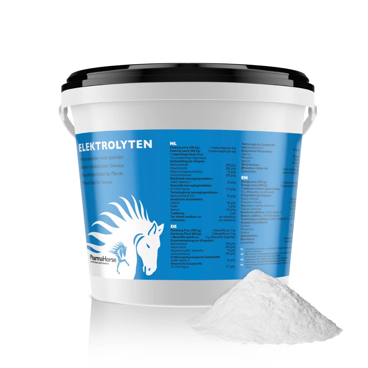 PharmaHorse Elektrolyte | Nervensystem | Muskeln | Human Grade Quality | 100% Ohne Zuckerzusatz | 1000 Gramm
