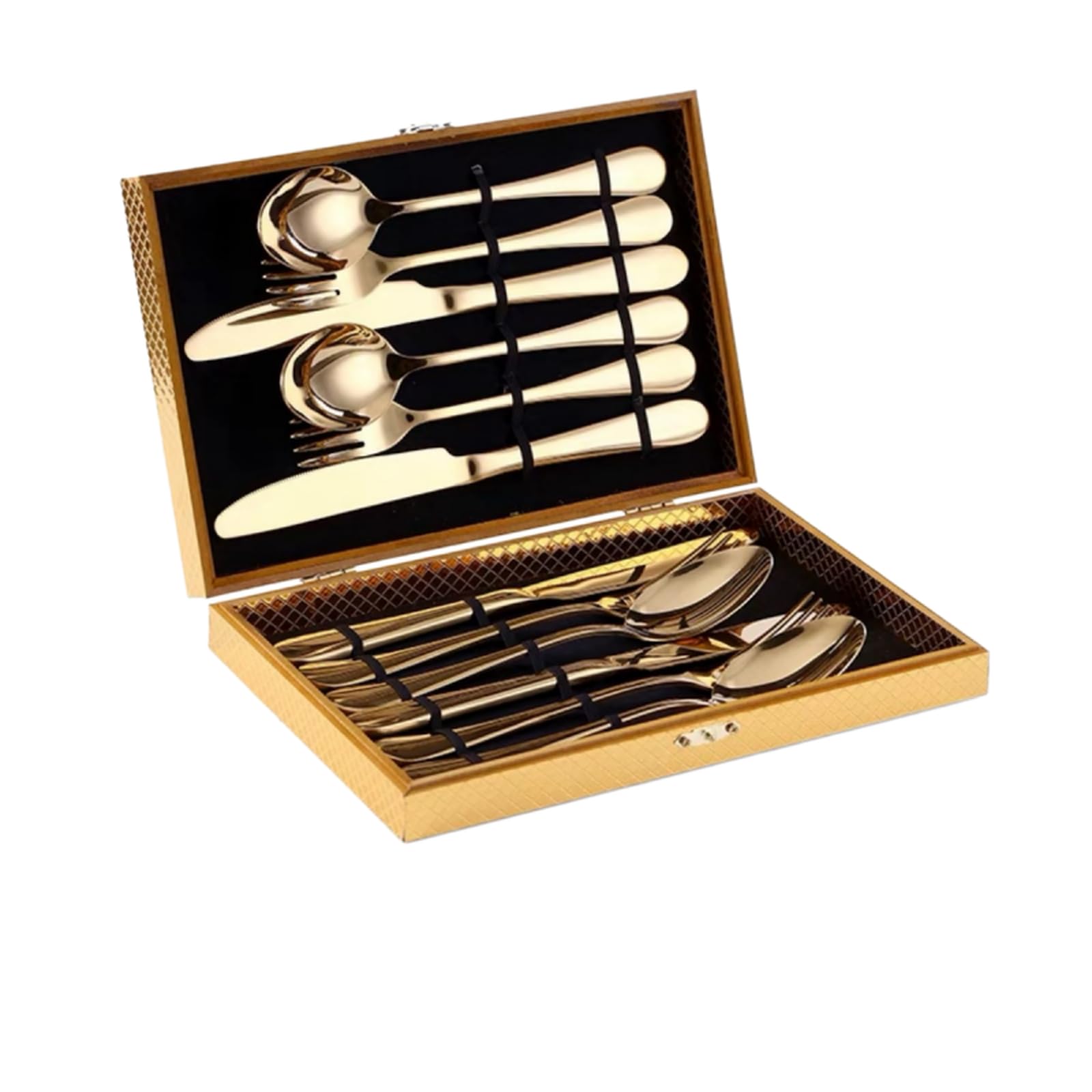 Juego de cubiertos de acero inoxidable de 12 piezas con caja de regalo de lujo, servicio de cubiertos pulidos a espejo para 3 personas, juego de regalo de cuchillo, tenedor y cuchara para carne estilo