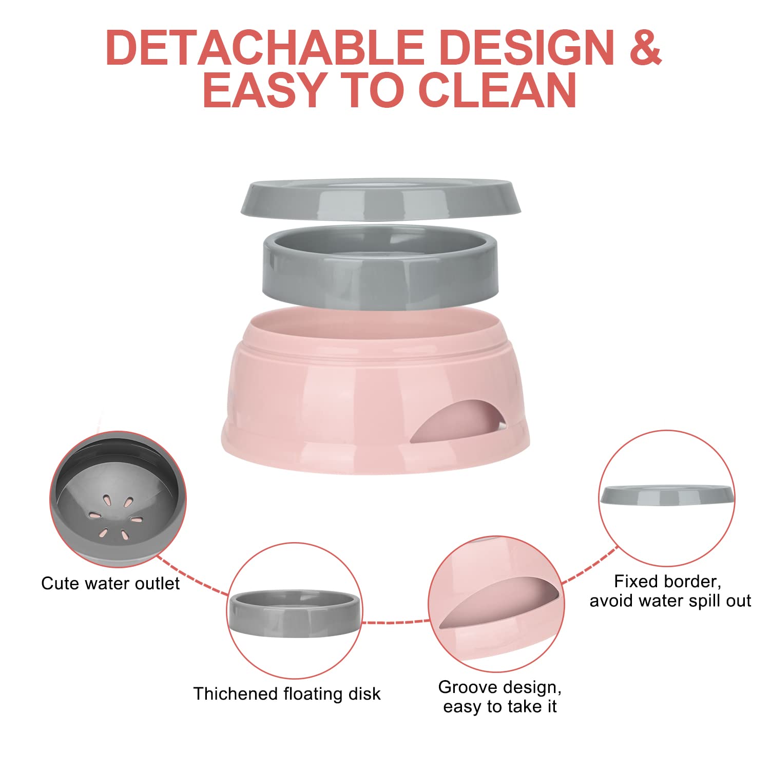 Pet Floating Water Bowl, Anti-Overflow Slow Drinking Dog Bowl, Portable Travel Dog Water Bowl - Image 3