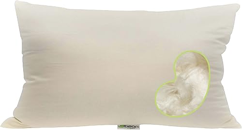 Bean Products Kapok - Almohada de 12 x 20 pulgadas, algodón orgánico, vegano, de calidad premium, hecho en Estados Unidos, cojín para el suelo del