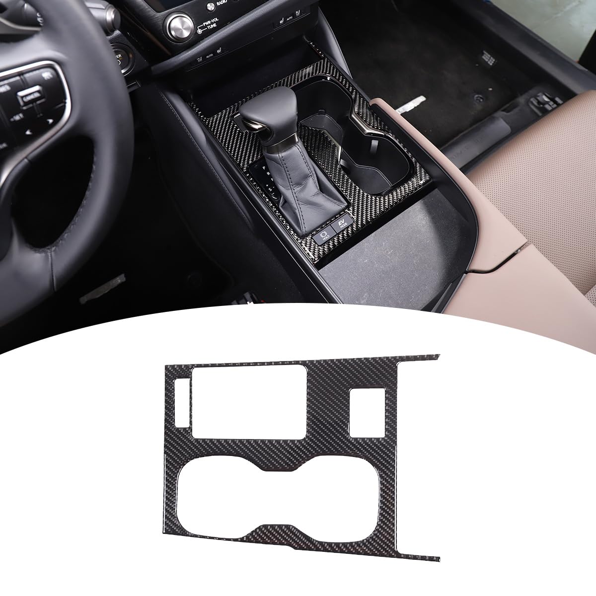 Car Center Console Gear Shift Panel Frame Trim Sticker,Fit for Lexus ES 2021 2022 2023 Model Real Soft Carbon Fiber Automotive Interior Accessories (