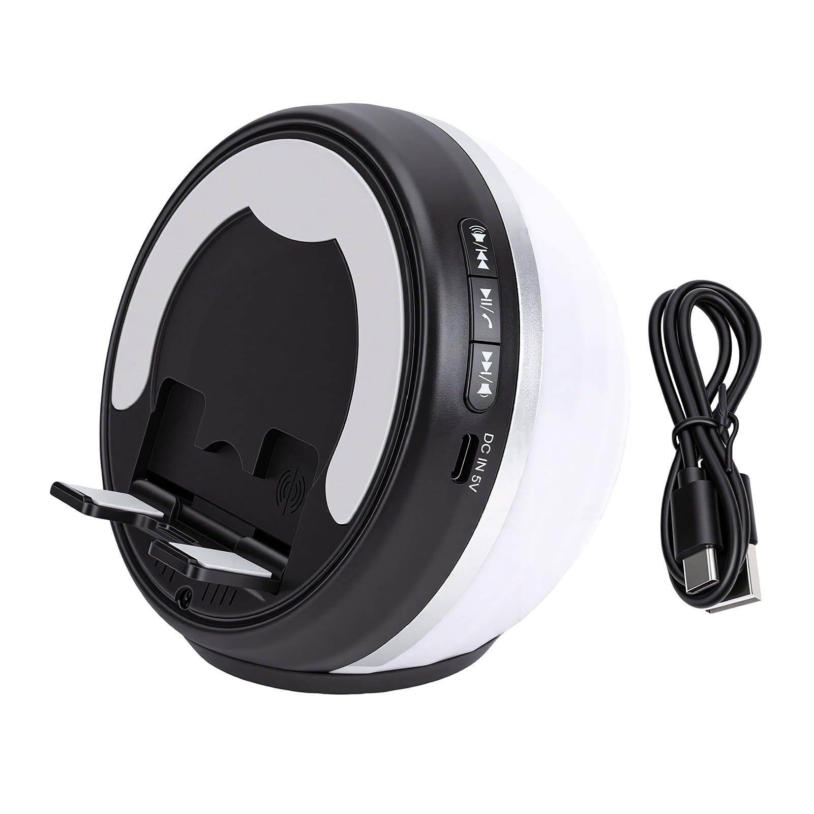 Sxhlseller Altoparlante Wireless a Induzione con Bluetooth 5.3, Cassa Audio Stereo HiFi da 2000 MAh con Luce Ritmica RGB, Docking Station Portatile in ABS per Tablet Smartphone (BLACK)