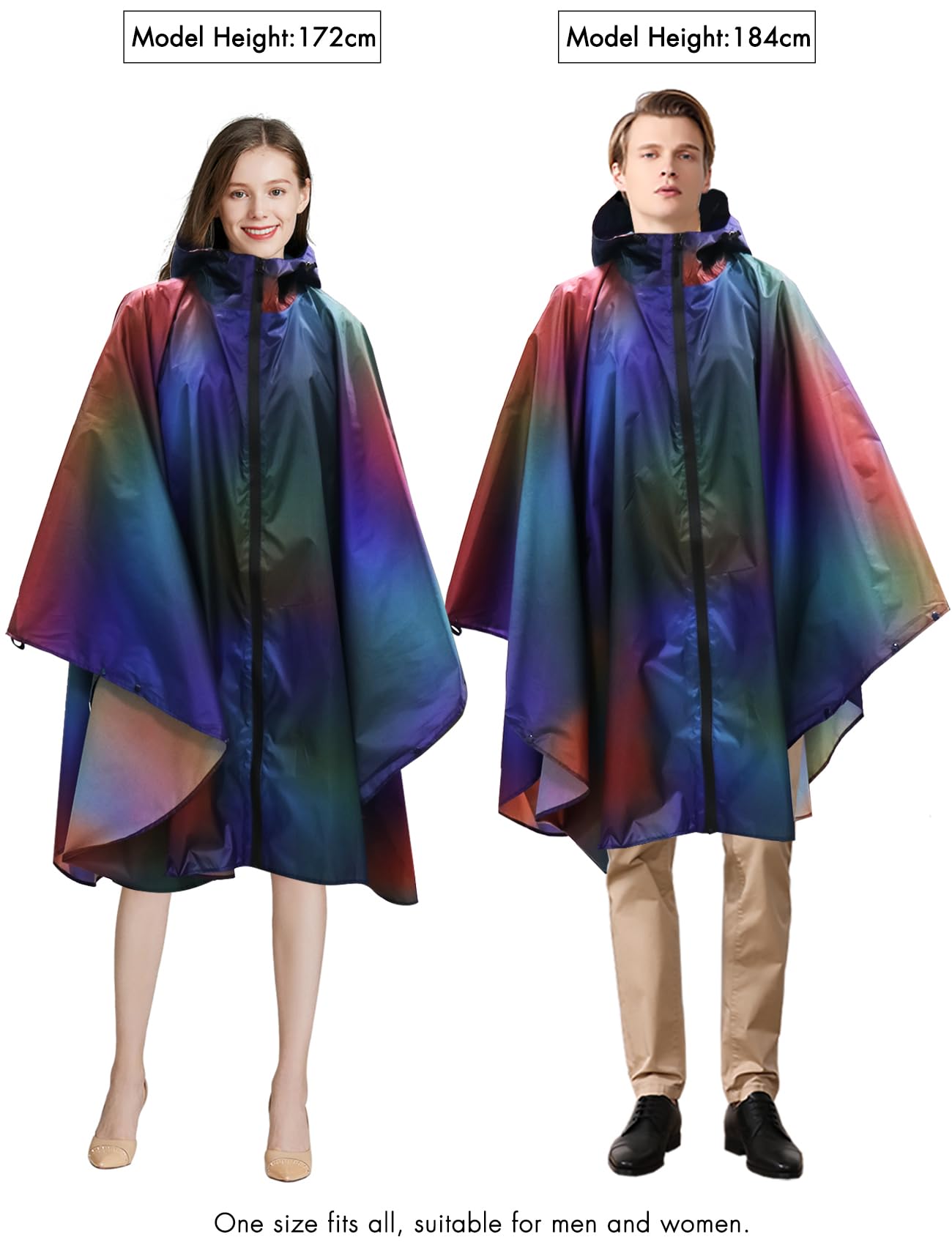 ANYOO Impermeabile Poncho Mantella Pioggia Donna Leggero e Portatile Impermeabile con Cappuccio, Ideale per Campeggio all'aperto Escursionismo Sopravvivenza