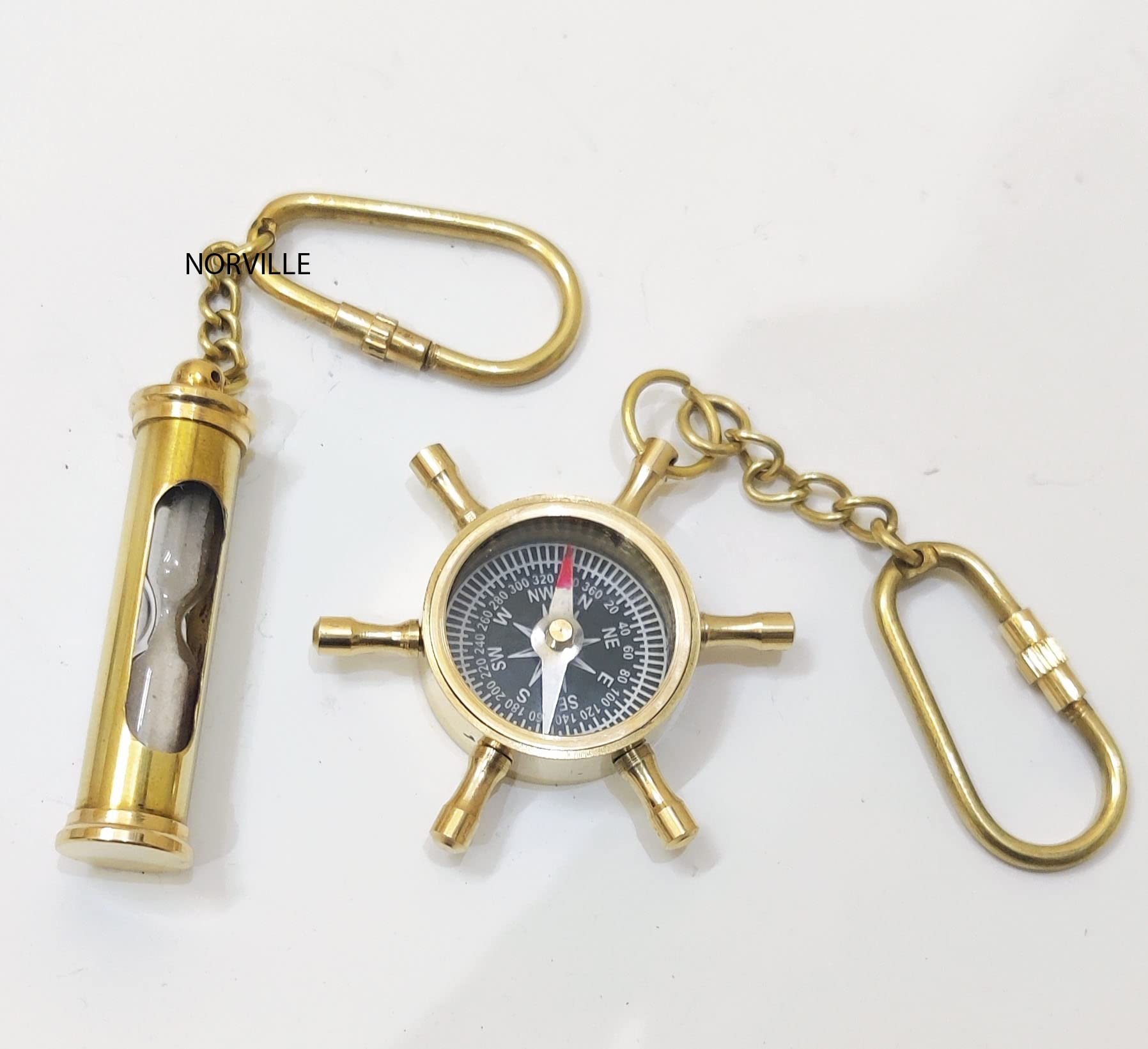 Sand timer Keychain Compass Keychain Stylish Metal Keyrings For Bikes Cycle Home Office Keys & Gift Item (Combo Pack)-image-3