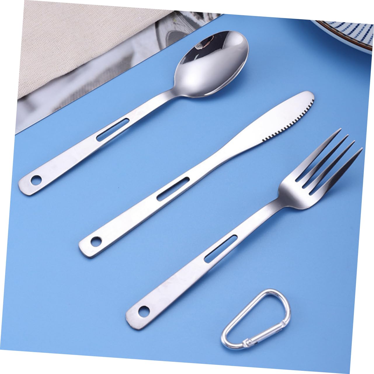 VICASKY Posate Da Campeggio in Acciaio Inox Portatile Forchetta Cucchiaio e Coltello Per Picnic Trekking Barbecue e Viaggi