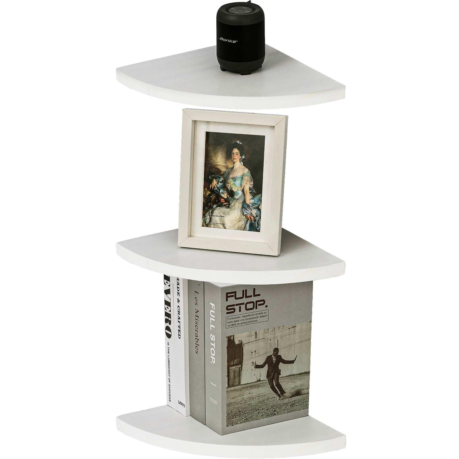 SCUNDA White Corner Floating Shelves, 3 Tier Minimalist White Corner Wall Décor, Modern Corner Wall Shelves for Living Room, Bathroom, Bedroom, Kitchen (3-Pack,White)